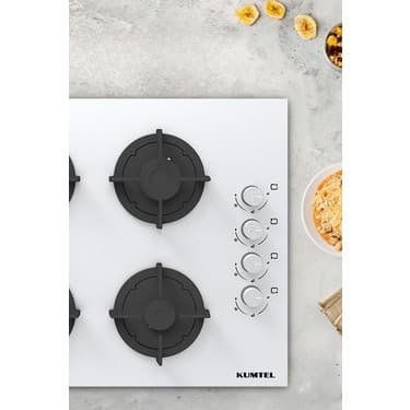 Kumtel Plus Beyaz Cam Ankastre Ocak Ko-40 Tahdf 2