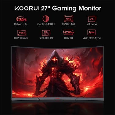 Koorui 27" 27E6QCA 180Hz 1ms Va Qhd Curved Gaming Monitör 2