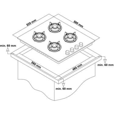 Oscar Simfer (Oscar) 3215 Siyah Emaye Ankastre Ocak 2