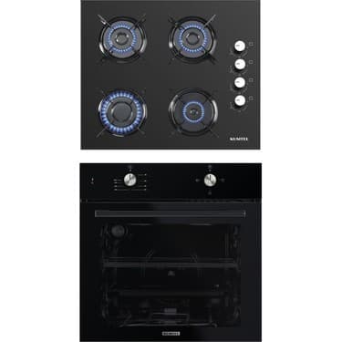 Kumtel Ankastre Set KO-40TAHDF Gaz Emniyetli Cam Ocak ve 3 Programlı A+ Sınıfı Siyah Ankastre Fırın 5