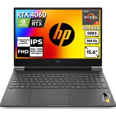Hp Victus Gaming Laptop 15-FB3008NT Amd Ryzen 7-8845HS 32GB 1tb RTX4060 144Hz 15.6 Windows 11 Pro B82N5EA+SNERTECH Çanta 2