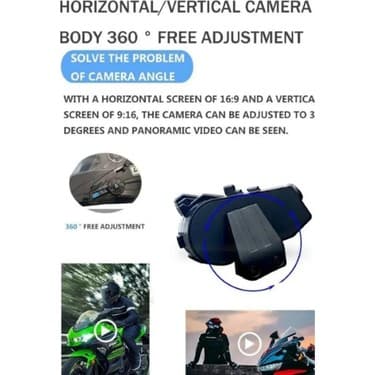 BGG Tech 1080P Kameralı Bt68 Interkom Motorcu Kulaklığı Bluetooth 5.4 Su Geçirmez Video Kayıt Özellikli 5