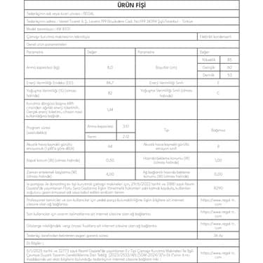 Regal Km 81131 8 kg Kurutma Makinesi 6