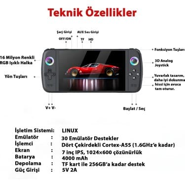 Sjgam M27 7.0 Inç HDMI Çıkışlı Taşınabilir Retro Oyun Konsolu Atari 20000 Oyun 5