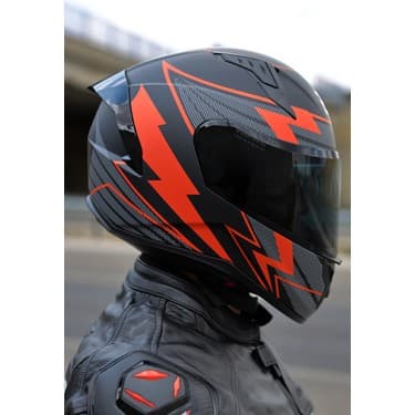 Endro Thunderbolt Mat Siyah- Kırımızı Kask 3