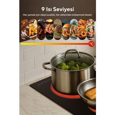 Kumtel Elektrikli Vitroseramik Siyah Cam Ikili Ankastre Ocak Hv3-02 3