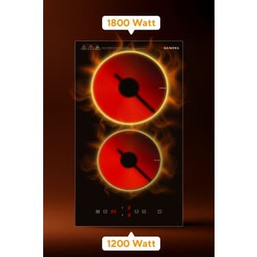 Kumtel Elektrikli Vitroseramik Siyah Cam Ikili Ankastre Ocak Hv3-02 4