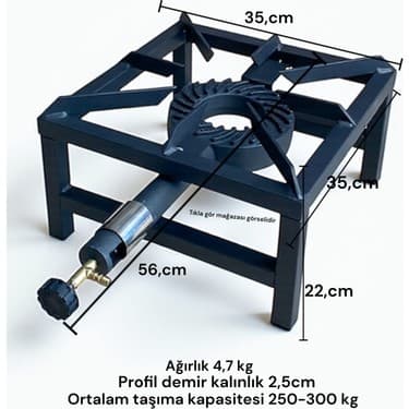 Orgaz Volkan Sanayi Tipi Canavar Profil Tüplü Ocak Uyumlu Set 2,mt Hortum Kelepçe Ayarlı Demir Başlık 2
