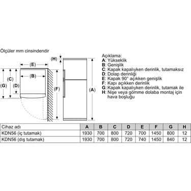 Siemens KD56NXWE0N IQ300 Üstten Donduruculu Buzdolabı 5