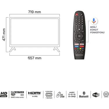 Mediastar 32" 82 Ekran HD Ready Android LED TV 2