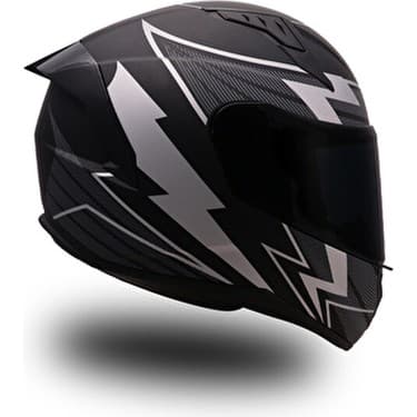 Endro Thunderbolt Mat Siyah Beyaz Tam Yüz Kask Polikarbonat Malzeme 4 Mevsim Kullanım 5