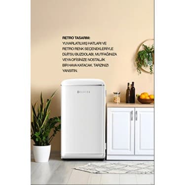 Dijitsu DB120RWH E 93 lt Statik Retro Beyaz Buzdolabı Mekanik Kontrol Paneli ile 6