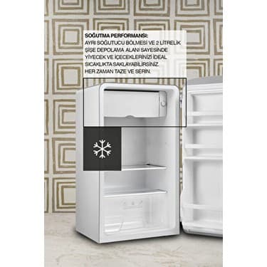 Dijitsu DB120RWH E 93 lt Statik Retro Beyaz Buzdolabı Mekanik Kontrol Paneli ile 7