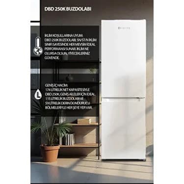 Dijitsu DBD250 E 174 lt Statik Kombi Buzdolabı Beyaz Renk Sessiz Çalışma 5