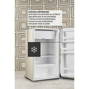 Dijitsu DB120 E 93 lt Statik Bej Retro Buzdolabı Tek Kapılı ve Sessiz Çalışma Özelliği 5