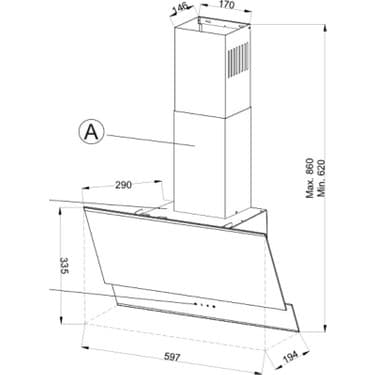 Narte H10060BX, Duvar Tipi Davlumbaz, Siyah, 60 cm 4