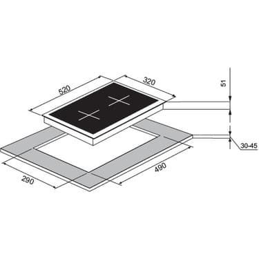 Narte -CG20030B 30 cm Domino Gazlı 1 Gözü Woklu Ocak-Beyaz 2