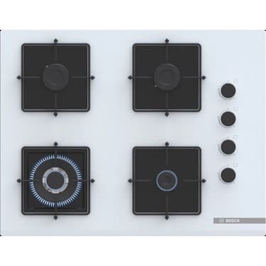 Bosch Beyaz 3 Lü Ankastre Set 423 ( HUA717BV0T - POH7C2P30O - DWK66PJ20T ) 67CM Wok Bek Ocak - Buhar Destekli Fırın - Pişirme Matı ile 3