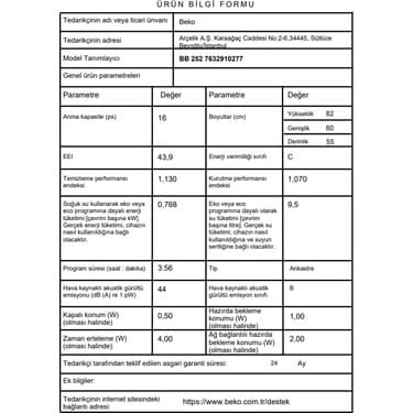 Beko Bb 252 Tam Ankastre Bulaşık Makinesi 5