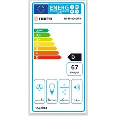 Narte H10060WX, Duvar Tipi Davlumbaz, Beyaz, 60 cm 4