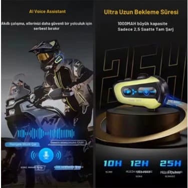 Eco Lounge N3X Rgb Işıklı Intercom 3 Kişi Bağlantılı 1000MAH Motosiklet Bluetooth Kulaklık Seti 3