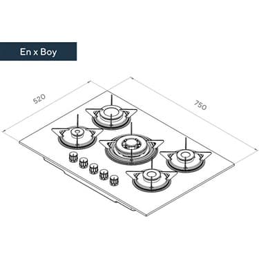 Kumtel KO-50 OAHDF Beyaz Ankastre Cam Ocak 2