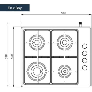 Kumtel KO-420/430 F Inox 4 Gözü Gazlı Setüstü Ocak Doğalgaz 4