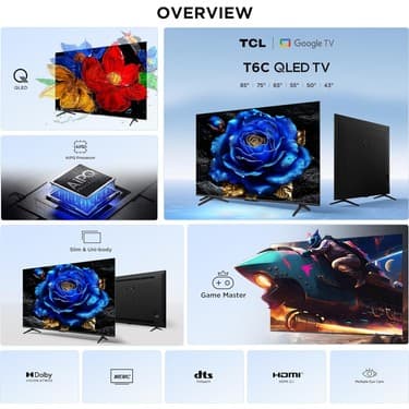 TCL 50T6C 50" 127 Ekran Uydu Alıcılı 4K Ultra HD Google QLED TV 5