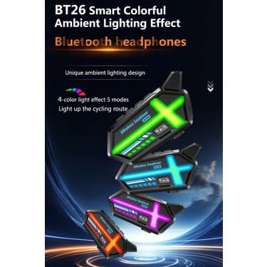 Çerçici BT26 Motosiklet Kask Kulaklık Bluetooth Rgb Işıklı 2 Eşleşme Özellikli 1000 Mah Intercom 3