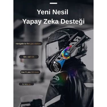 Çerçici Y21 Rgb Işık Efektli Intercom Bluetooth Motosiklet Kask Kulaklığı Intercom Kulaklık 2