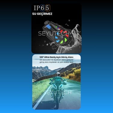 Seyutech SYBT-68 Kameralı Bluetoothl 5.4 Motosiklet Kask Kulaklık Intercom Rgb Işıklı Motorsiklet Interkom 4