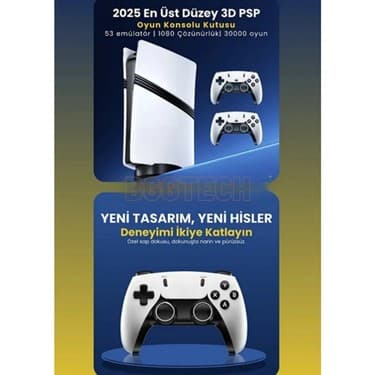 BGG Tech Gs5 Pro Oyun Konsolu 4K Destekli, Çift Kollu Kablosuz, 53 Emulatör, 30.000 Oyun 4