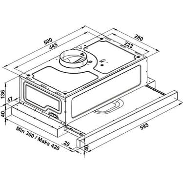 Hafele Astrol x 60 cm Inox Aspiratör 2