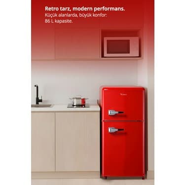 Kiwi KRF-2586 Retro Çift Kapılı Mini Buzdolabı 3