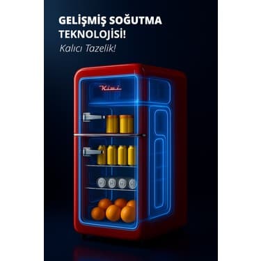 Kiwi KRF-2586 Retro Çift Kapılı Mini Buzdolabı 6