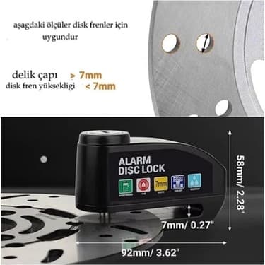 MiraLive Alarmlı Disk Kilidi Motorsiklet Scooter Bisiklet Sesli Alarm 110 Desibel Yüksek Ses 4