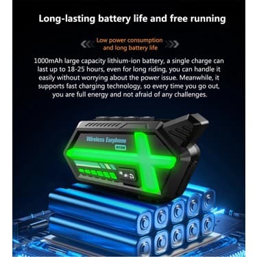 Mayf BT26 Motosiklet Kask Kulaklık Bluetooth Rgb Işıklı 2 Eşleşme Özellikli 1000 Mah Intercom 5