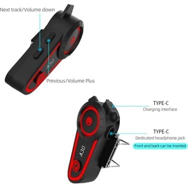 Eco Lounge A30 Motosiklet Kask Kulaklık Intercom Işıklı 2 Eşleşme Özellikli 5