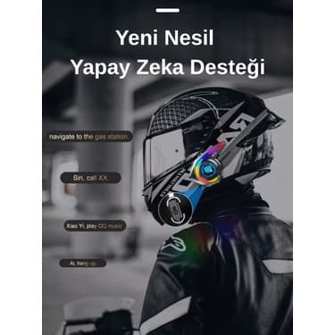 Howear Y21 RGB Işık Efektli Bluetooth Motosiklet Kask Kulaklığı Intercom 4