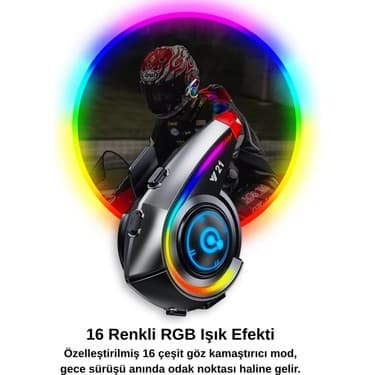 Howear Y21 RGB Işık Efektli Bluetooth Motosiklet Kask Kulaklığı Intercom 5