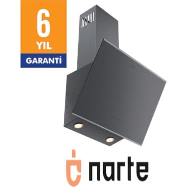 Narte -H20060S 60 cm Gri Cam Inox Çıtalı Eğimli Davlumbaz - 6 Yıl Garantili 3