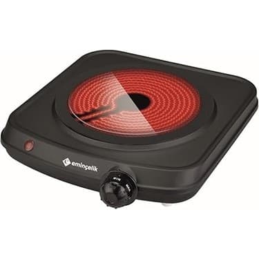 EC-SÜ VCB 01 1200W Tek Gözlü Seramik Camlı Siyah Elektrikli Ocak 2