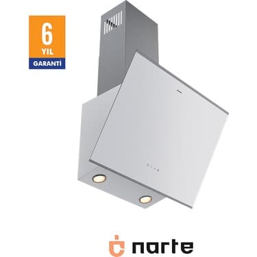 Narte -H20060W 60 cm Beyaz Cam Inox Çıtalı Eğimli Davlumbaz - 6 Yıl Garantili 3