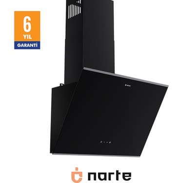 Narte -H20060BX 60 cm Siyah Cam Inox Çıtalı Eğimli Davlumbaz - 6 Yıl Garantili 2