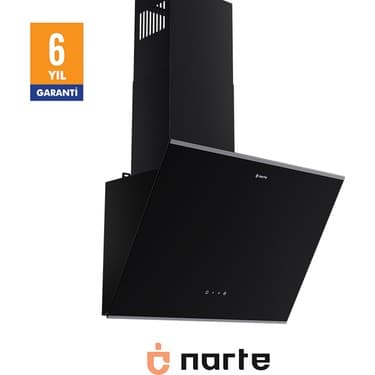 Narte -H20060BX 60 cm Siyah Cam Inox Çıtalı Eğimli Davlumbaz - 6 Yıl Garantili 3