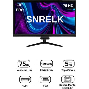Snrelk 19'' Vga- HDMI Pro LED Monitör 3