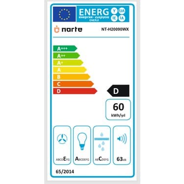 Narte -H20090W 90 cm Beyaz Cam Inox Çıtalı Eğimli Davlumbaz - 6 Yıl Garantili 4