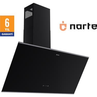 Narte -H20090BX 90 CM Siyah Cam Inox Çıtalı Eğimli Davlumbaz - 6 YIL GARANTİLİ 2