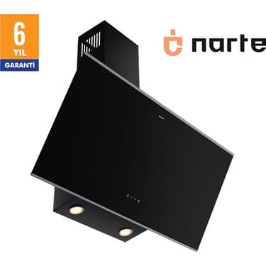 Narte -H20090BX 90 CM Siyah Cam Inox Çıtalı Eğimli Davlumbaz - 6 YIL GARANTİLİ 3