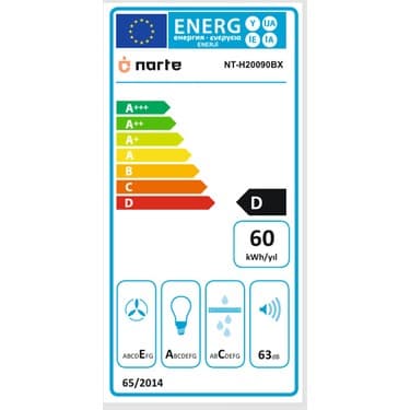 Narte -H20090BX 90 CM Siyah Cam Inox Çıtalı Eğimli Davlumbaz - 6 YIL GARANTİLİ 4